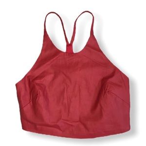 Windsor Red Faux Leather Crop Top